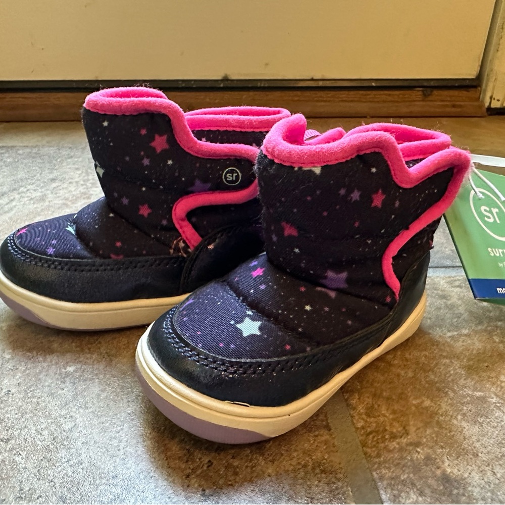 Stride Rite Black and Pink Kids Boots